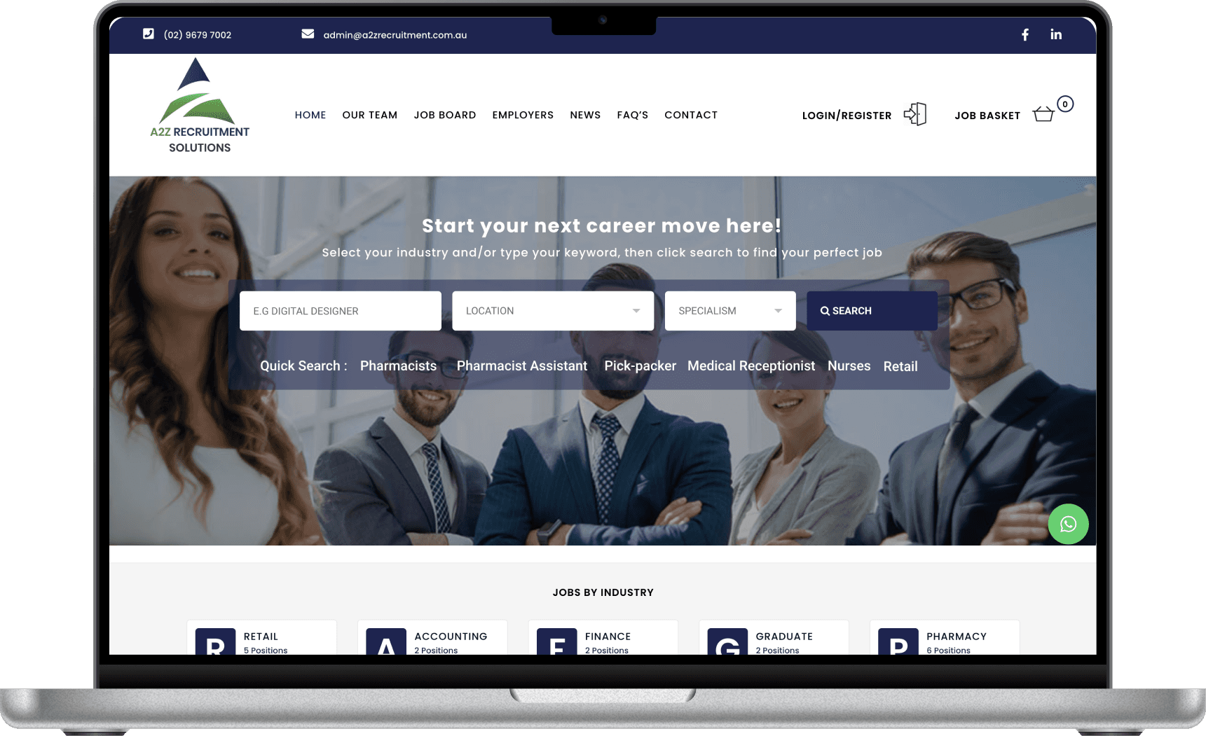 A2Z Recruitment Solutions website